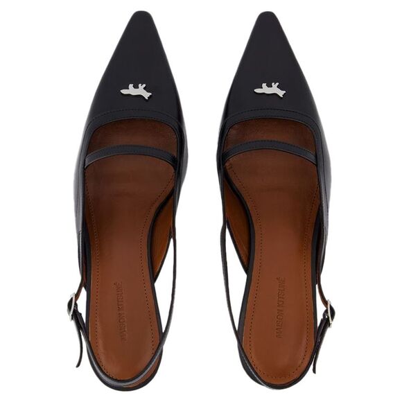 Pointy Sling Back - Maison Kitsune - Leather - Black - Picture 4 of 4